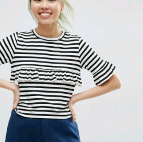 ASOS Curve Tops - NWT ASOS Curve Striped Ruffle Crop Top
